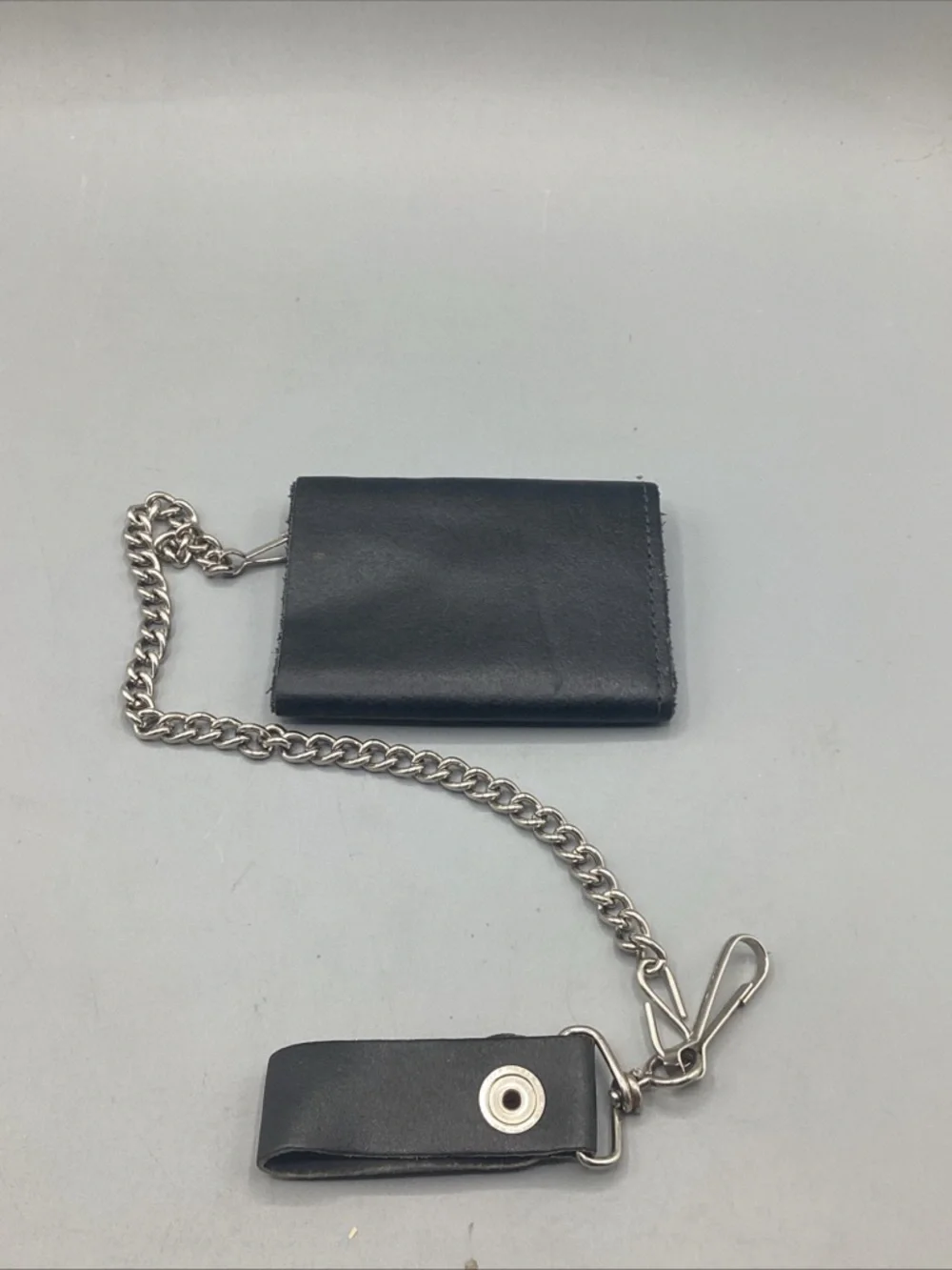 Vintage Black Leather Chain Wallet with Number 69 Accent USA Made